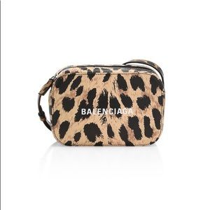 Balenciaga crossbody leopard print camera bag